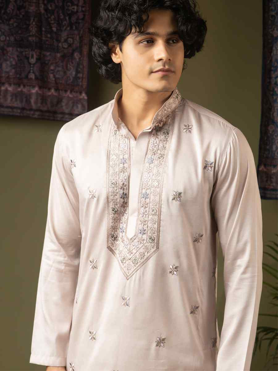 Purple Silk Embroidery Festival Wedding Party Mens Kurta