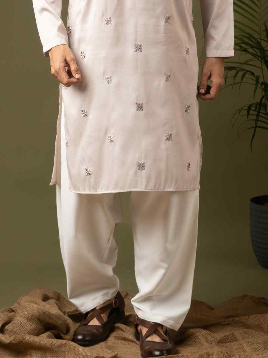 Purple Silk Embroidery Festival Wedding Party Mens Kurta