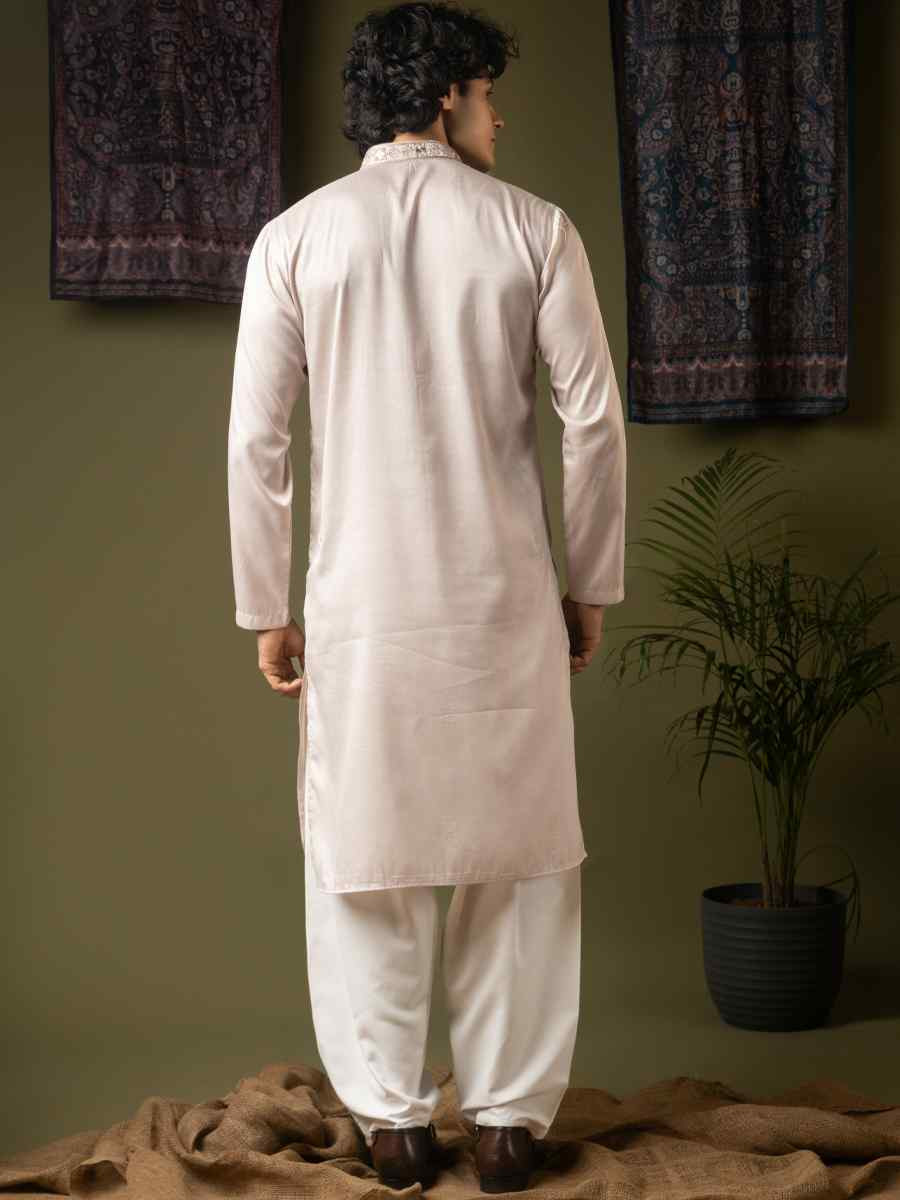 Purple Silk Embroidery Festival Wedding Party Mens Kurta