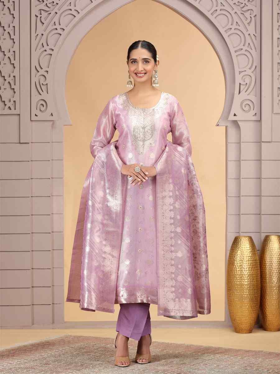 Purple Silk Embroidery Party Wedding Festival Casual Ready Pant Salwar Kameez