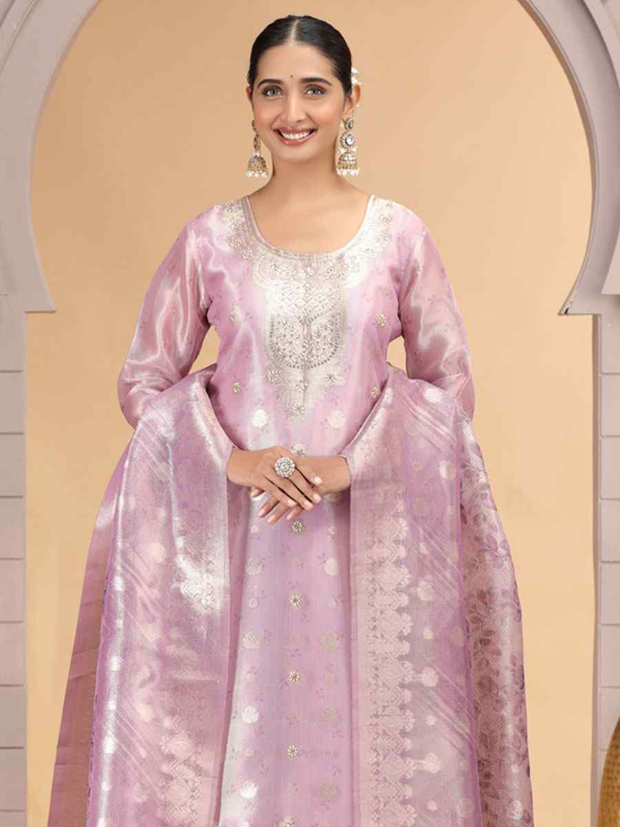 Purple Silk Embroidery Party Wedding Festival Casual Ready Pant Salwar Kameez