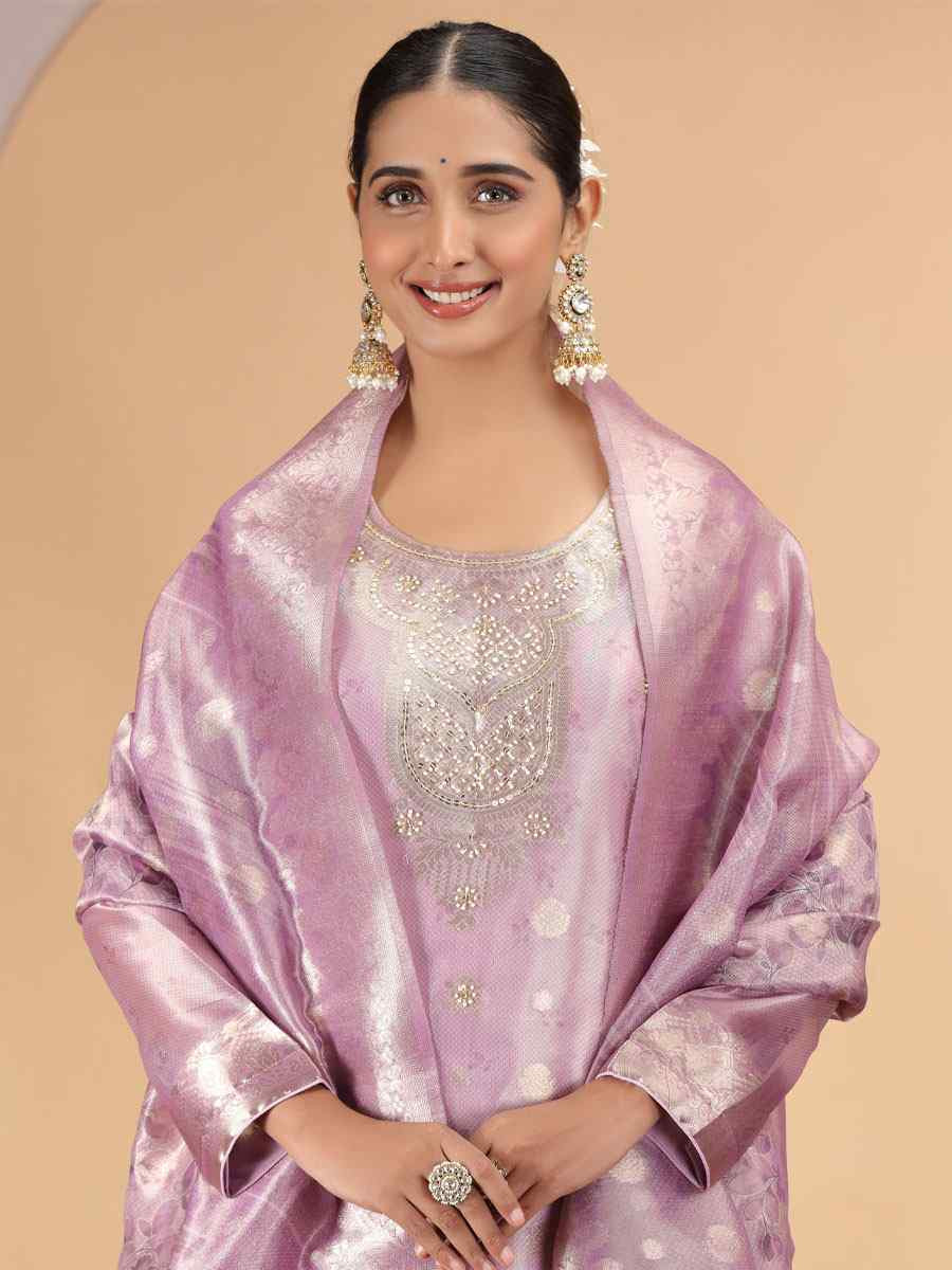Purple Silk Embroidery Party Wedding Festival Casual Ready Pant Salwar Kameez