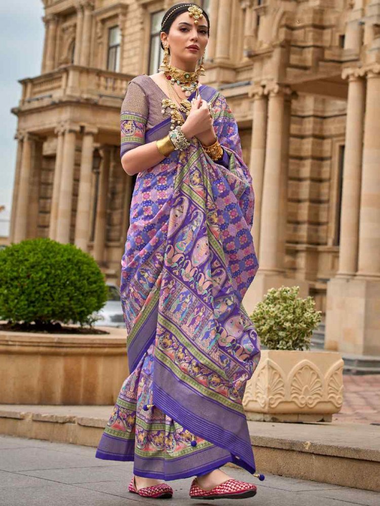 Purple Silk Handwoven Casual Festival Classic Style Saree