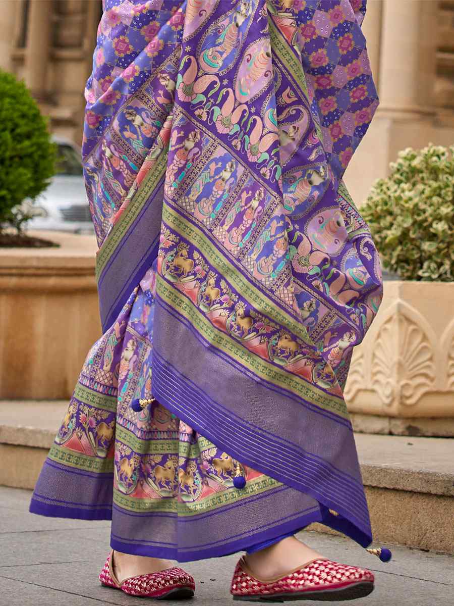 Purple Silk Handwoven Casual Festival Classic Style Saree