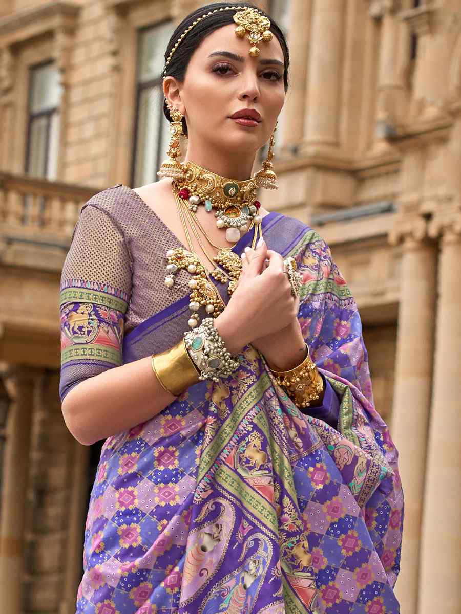 Purple Silk Handwoven Casual Festival Classic Style Saree