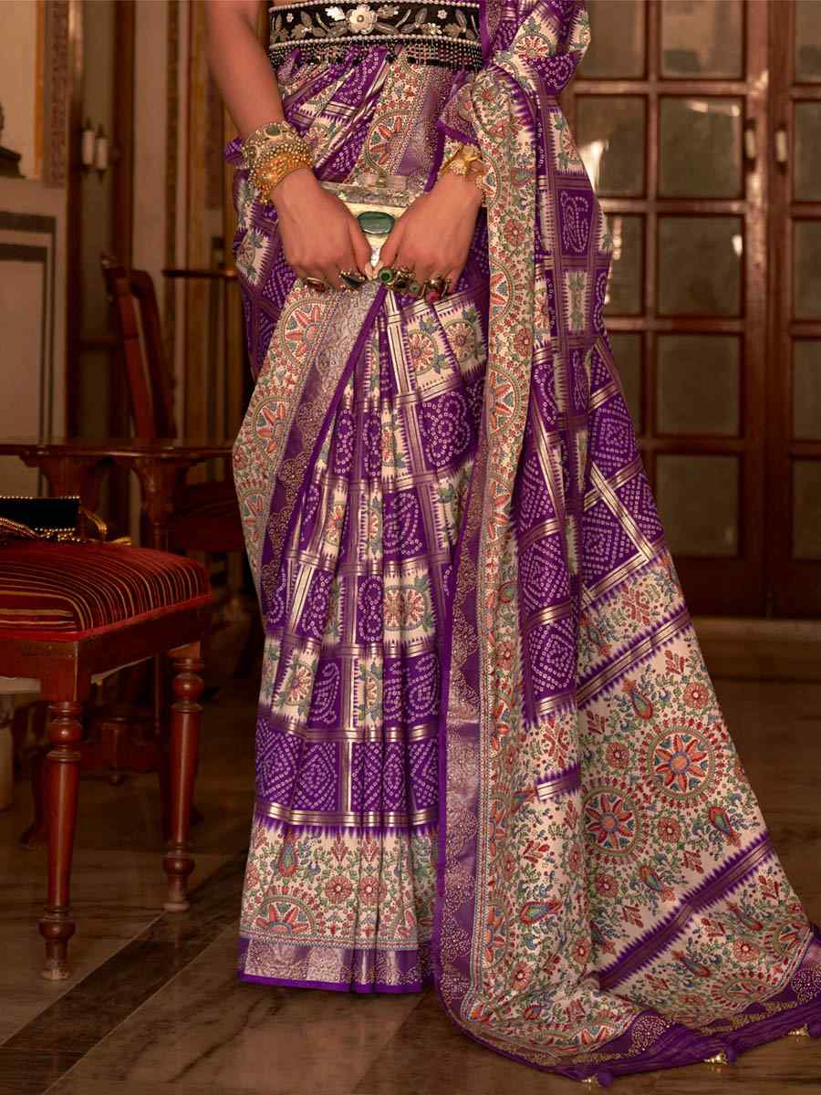 Purple Silk Handwoven Casual Festival Heavy Border Saree