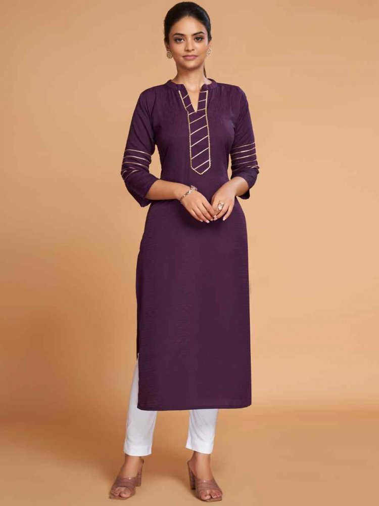 Purple Silk Handwoven Festival Casual Kurti