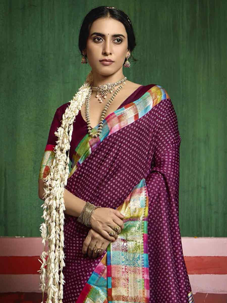 Purple Silk Handwoven Festival Wedding Fancy Heavy Border Saree