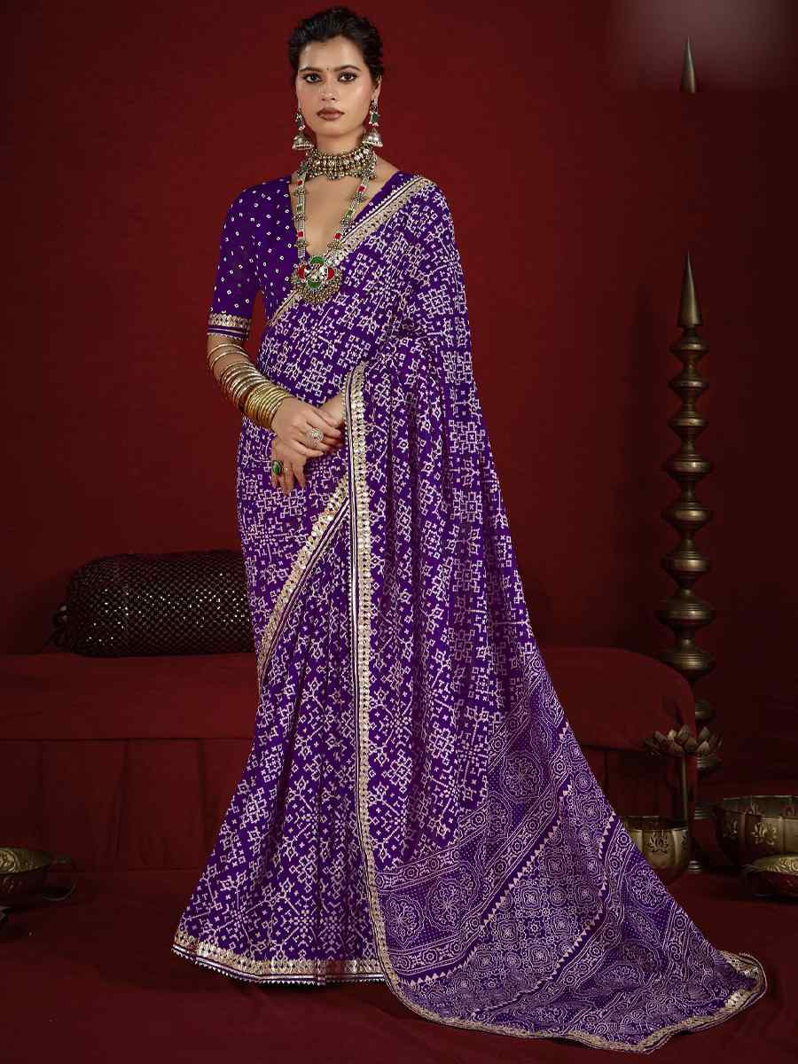 Purple Silk Handwoven Festival Wedding Fancy Heavy Border Saree