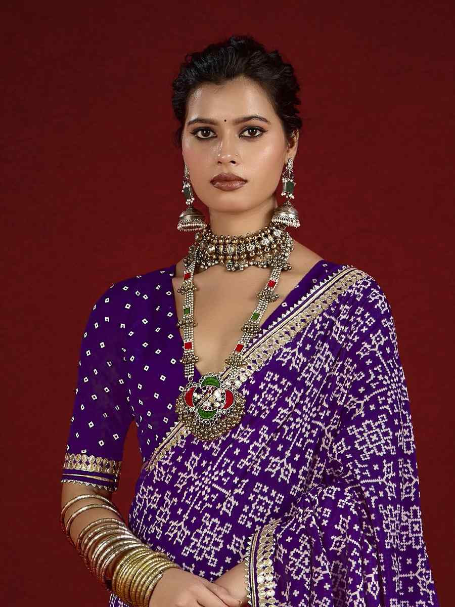 Purple Silk Handwoven Festival Wedding Fancy Heavy Border Saree