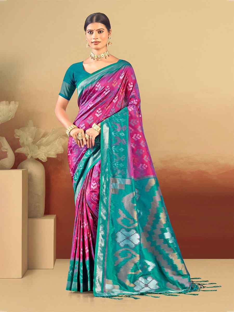 Purple Silk Handwoven Festival Wedding Fancy Heavy Border Saree
