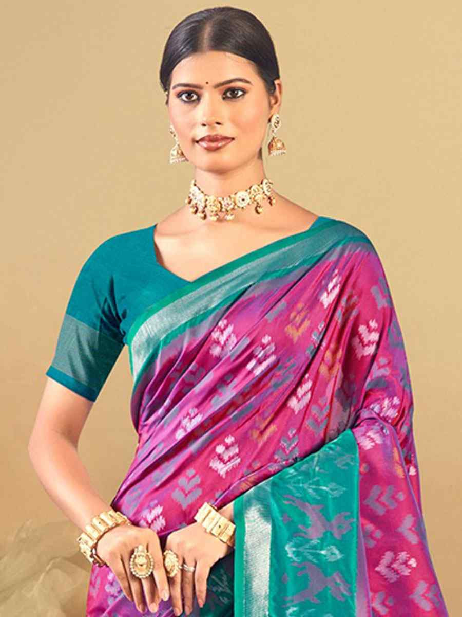 Purple Silk Handwoven Festival Wedding Fancy Heavy Border Saree