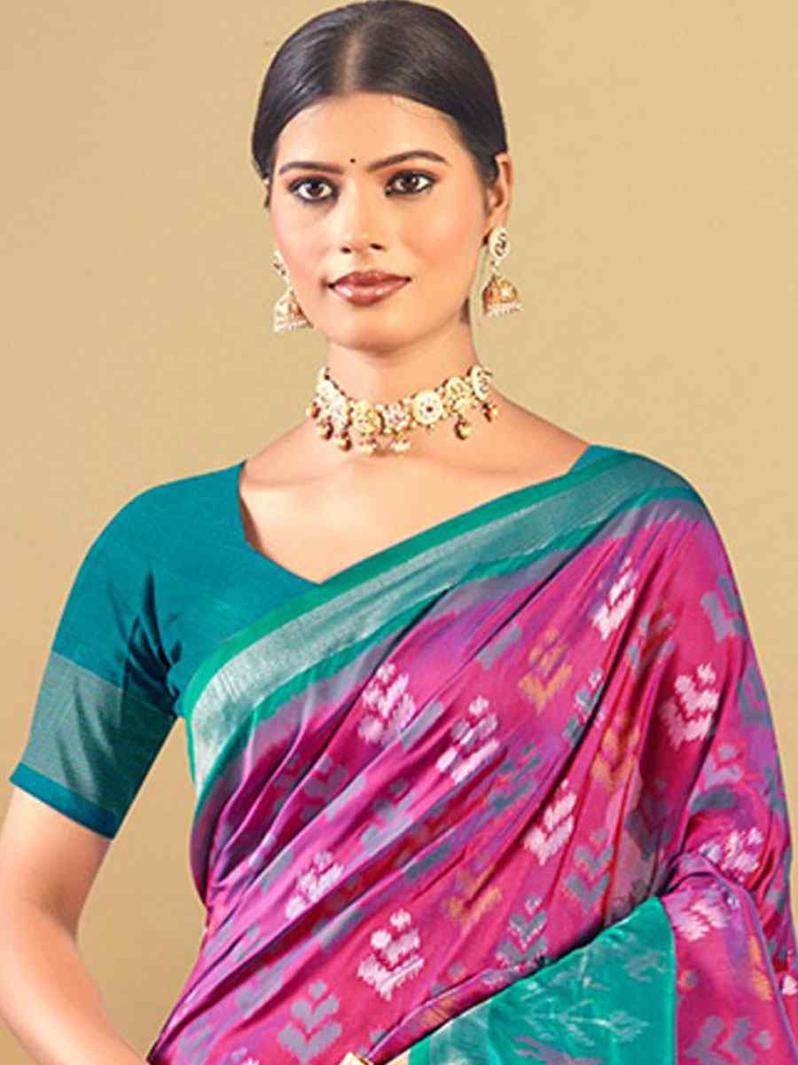 Purple Silk Handwoven Festival Wedding Fancy Heavy Border Saree