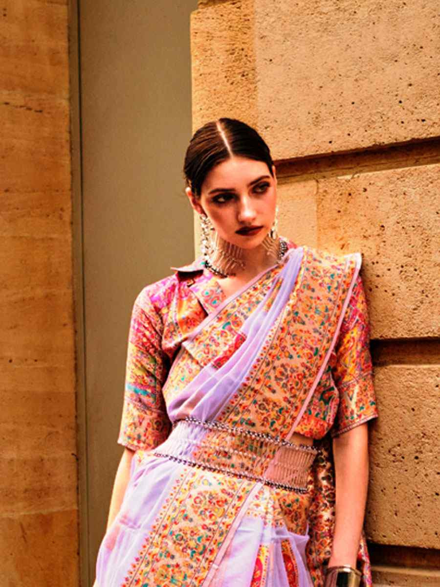 Purple Silk Handwoven Traditional Bridal Reception Festival Wedding Fancy Heavy Border Saree