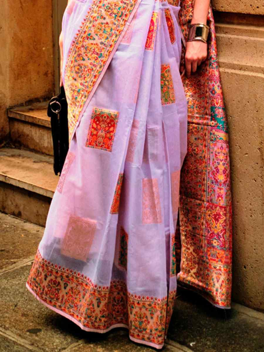 Purple Silk Handwoven Traditional Bridal Reception Festival Wedding Fancy Heavy Border Saree