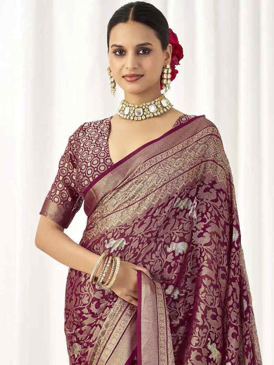 Purple Silk Handwoven Traditional Bridal Reception Festival Wedding Fancy Heavy Border Sarees