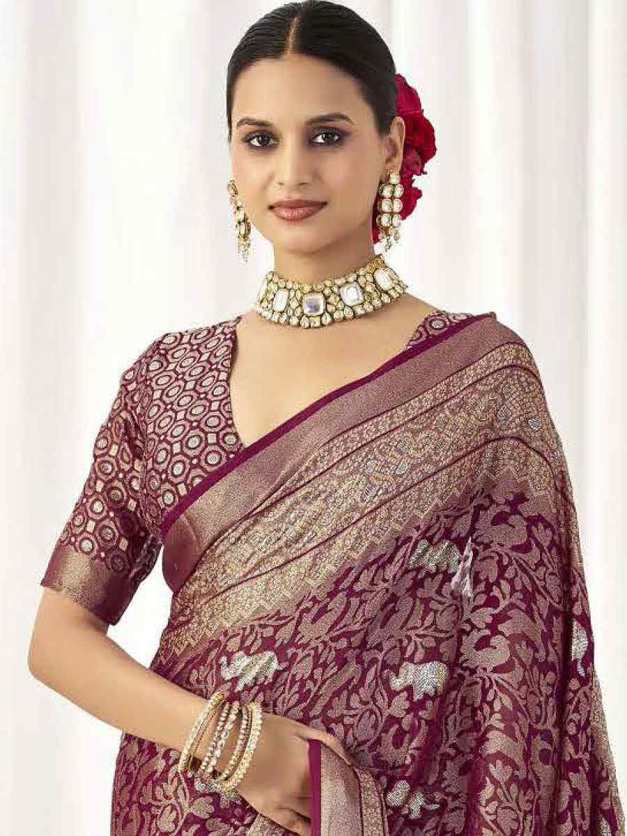 Purple Silk Handwoven Traditional Bridal Reception Festival Wedding Fancy Heavy Border Sarees