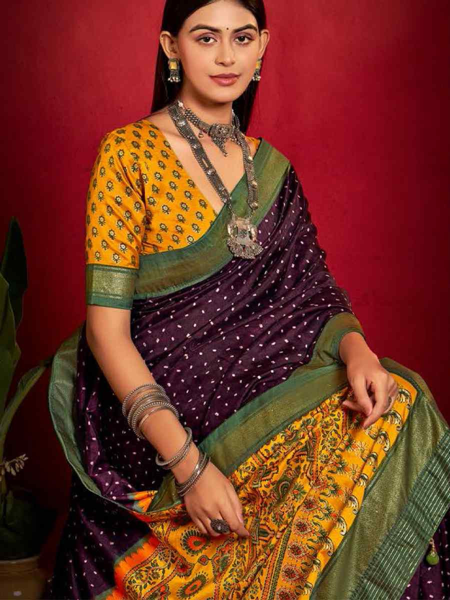 Purple Silk Handwoven Traditional Bridal Reception Festival Wedding Fancy Heavy Border Sarees