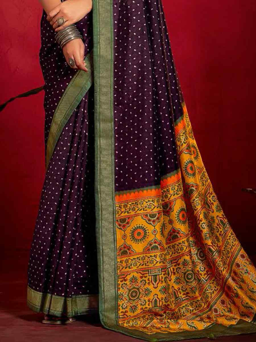 Purple Silk Handwoven Traditional Bridal Reception Festival Wedding Fancy Heavy Border Sarees