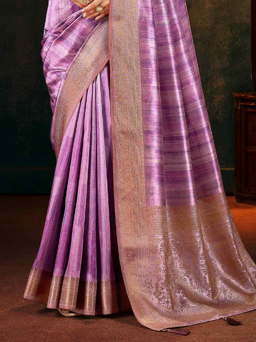 Purple Silk Handwoven Traditional Bridal Reception Festival Wedding Fancy Heavy Border Sarees