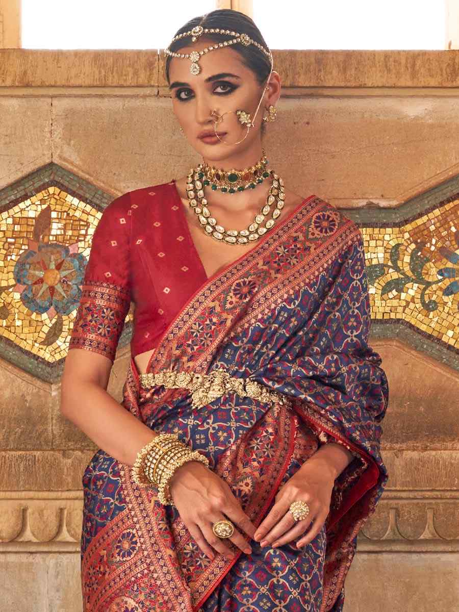 Purple Silk Handwoven Wedding Festival Heavy Border Saree