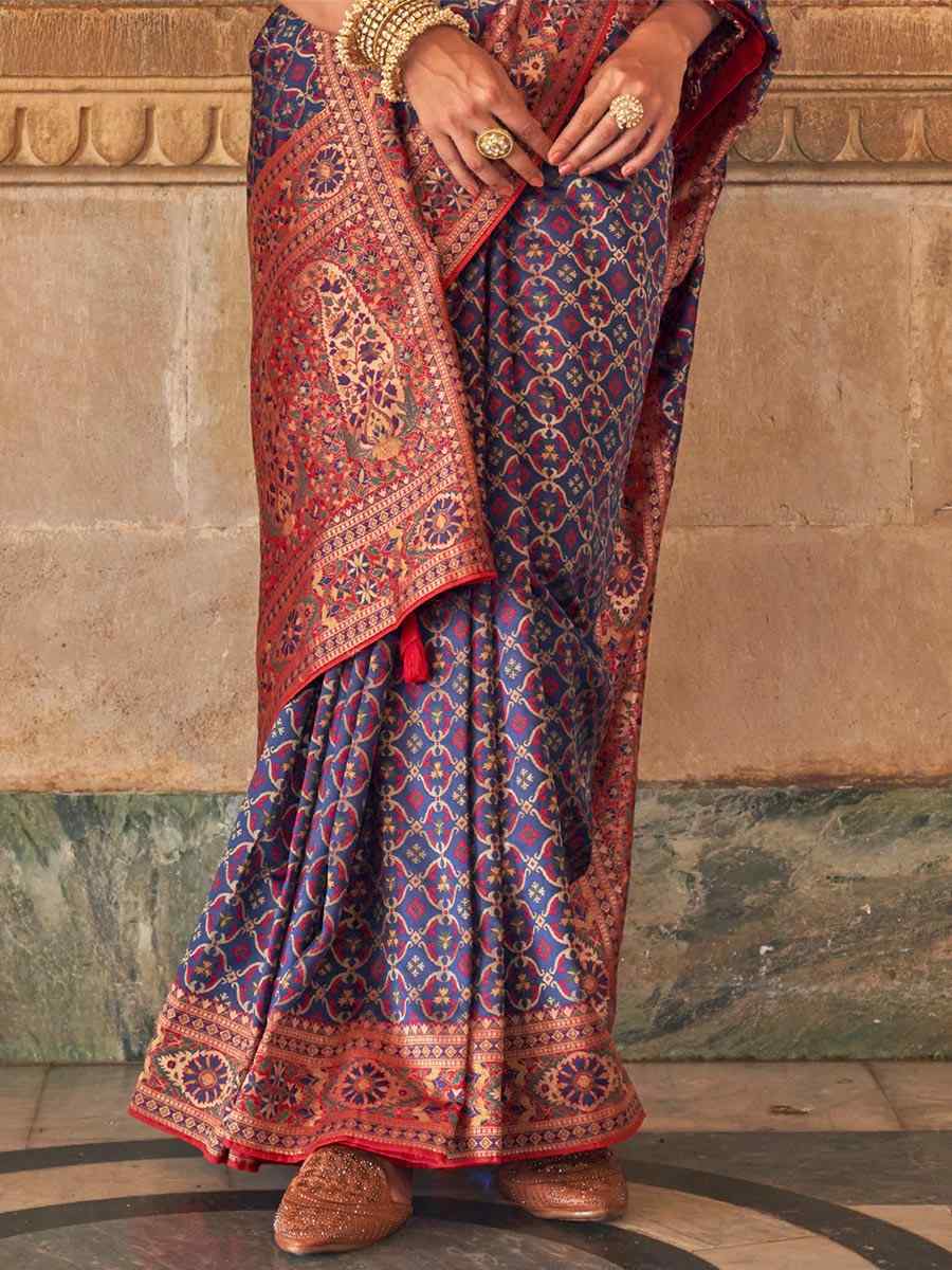 Purple Silk Handwoven Wedding Festival Heavy Border Saree