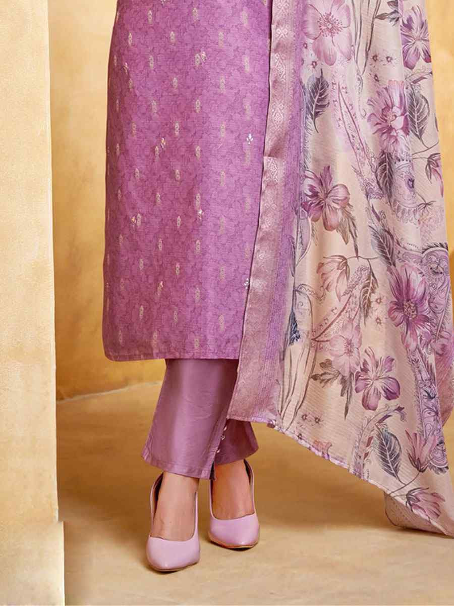 Purple Silk Printed Embroidery Party Wedding Festival Casual Ready Pant Salwar Kameez
