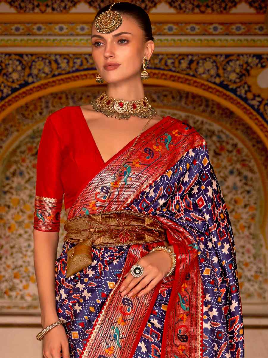 Purple Smooth Silk Handwoven Party Festival Classic Style Saree