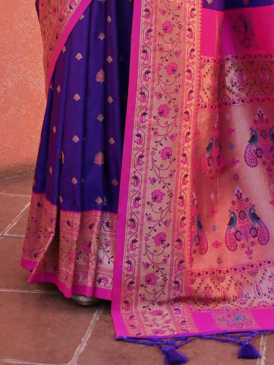 Purple Soft Banarasi Silk Handwoven Casual Reception Festival Wedding Fancy Heavy Border Saree