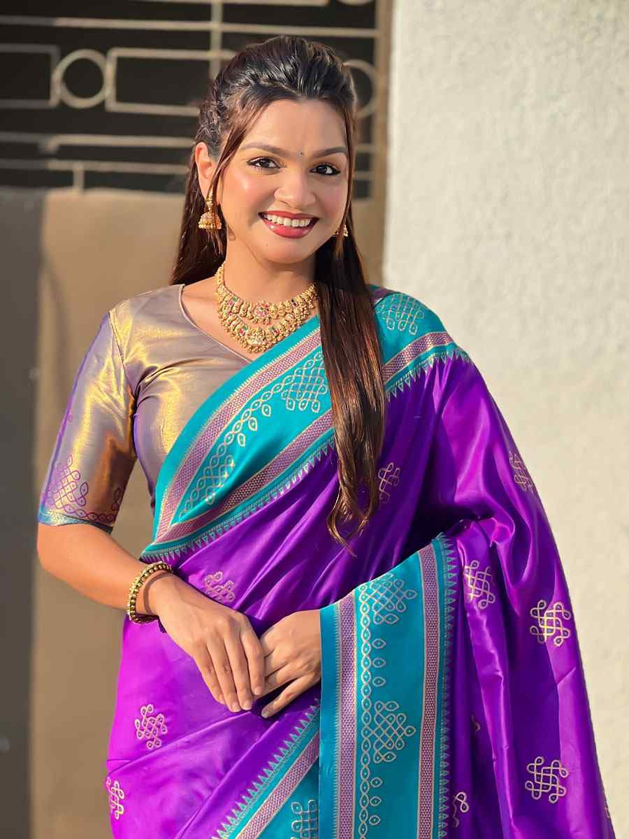 Purple Soft Silk Handwoven Casual Reception Festival Wedding Fancy Classic Style Sarees