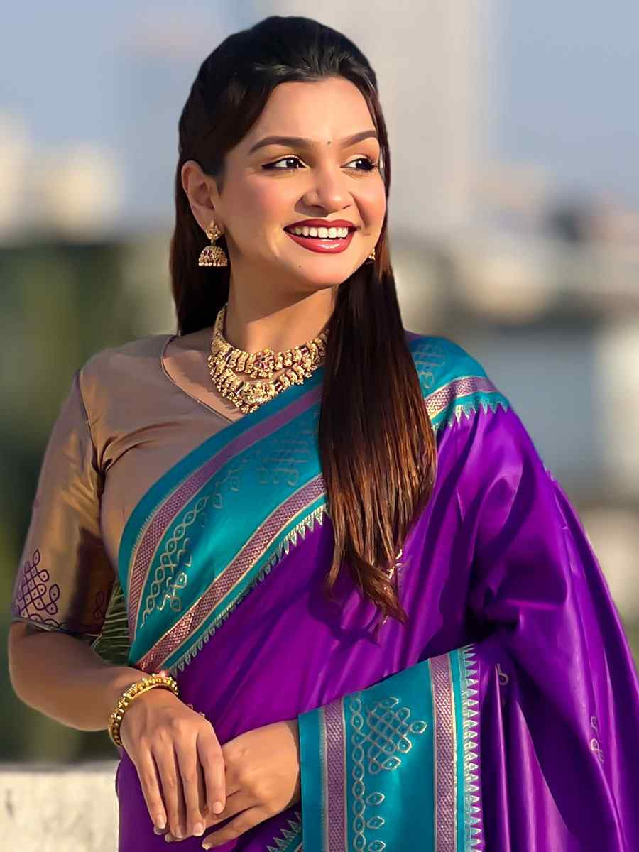 Purple Soft Silk Handwoven Casual Reception Festival Wedding Fancy Classic Style Sarees