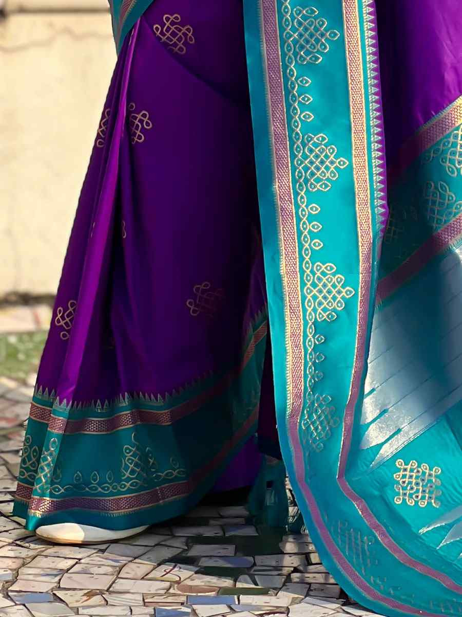Purple Soft Silk Handwoven Casual Reception Festival Wedding Fancy Classic Style Sarees