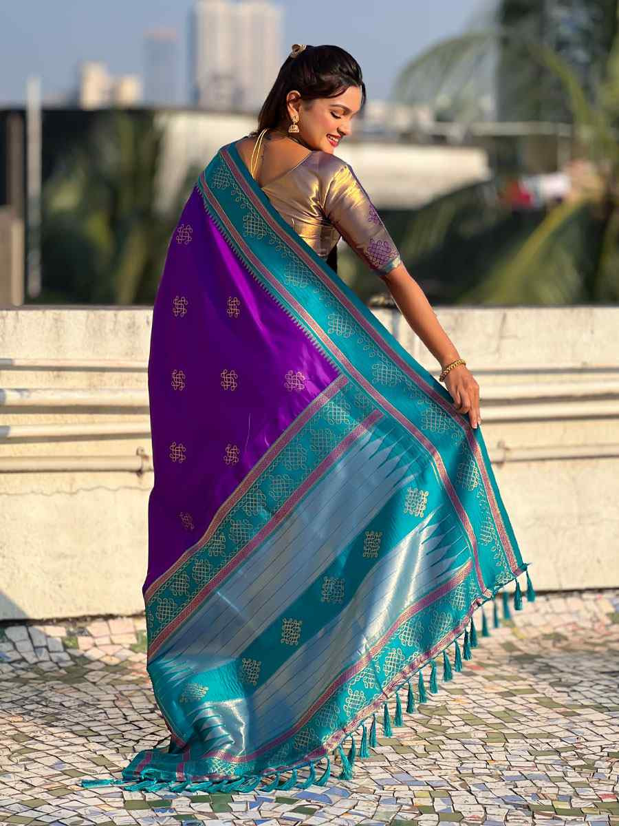 Purple Soft Silk Handwoven Casual Reception Festival Wedding Fancy Classic Style Sarees