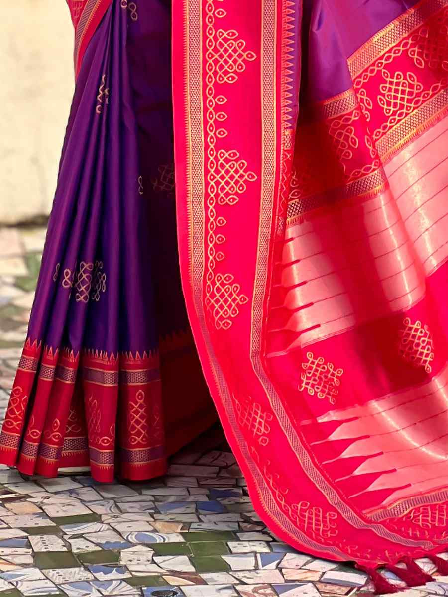 Purple Soft Silk Handwoven Casual Reception Festival Wedding Fancy Classic Style Sarees