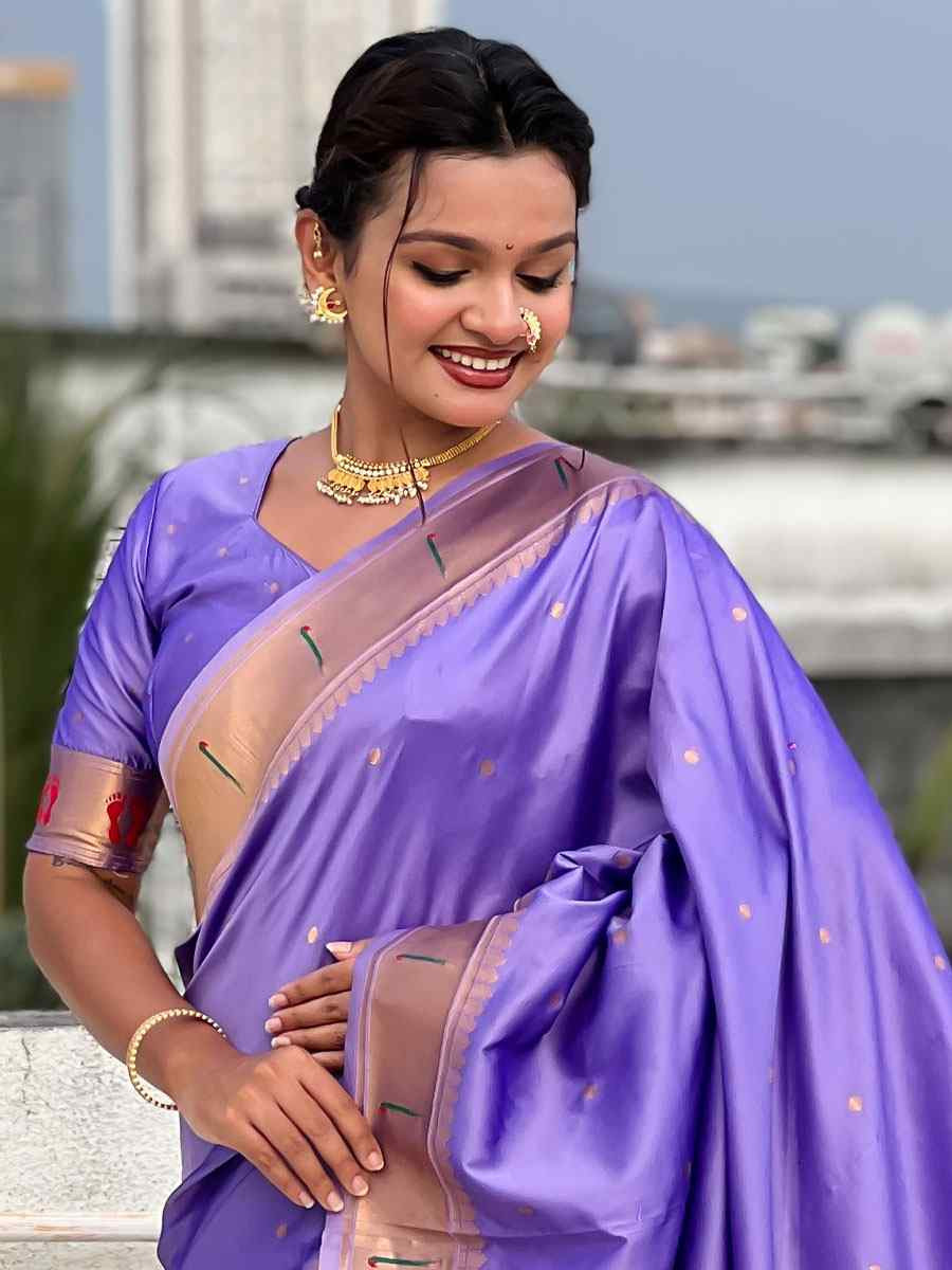 Purple Soft Silk Handwoven Casual Reception Festival Wedding Fancy Classic Style Sarees