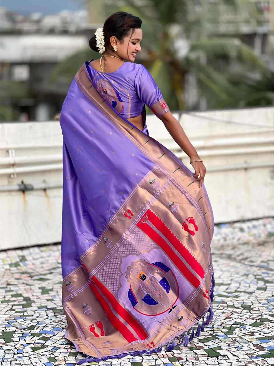 Purple Soft Silk Handwoven Casual Reception Festival Wedding Fancy Classic Style Sarees