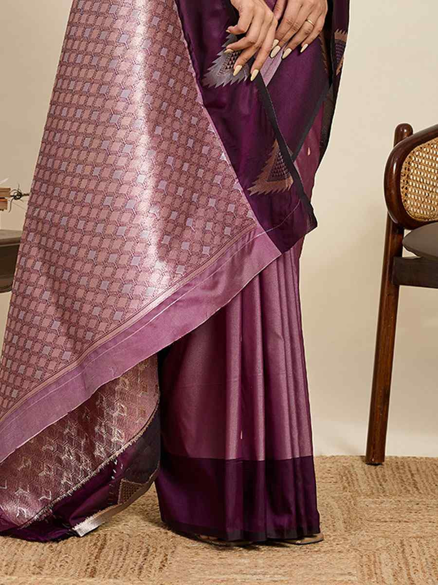 Purple Soft Silk Handwoven Casual Reception Festival Wedding Fancy Heavy Border Saree