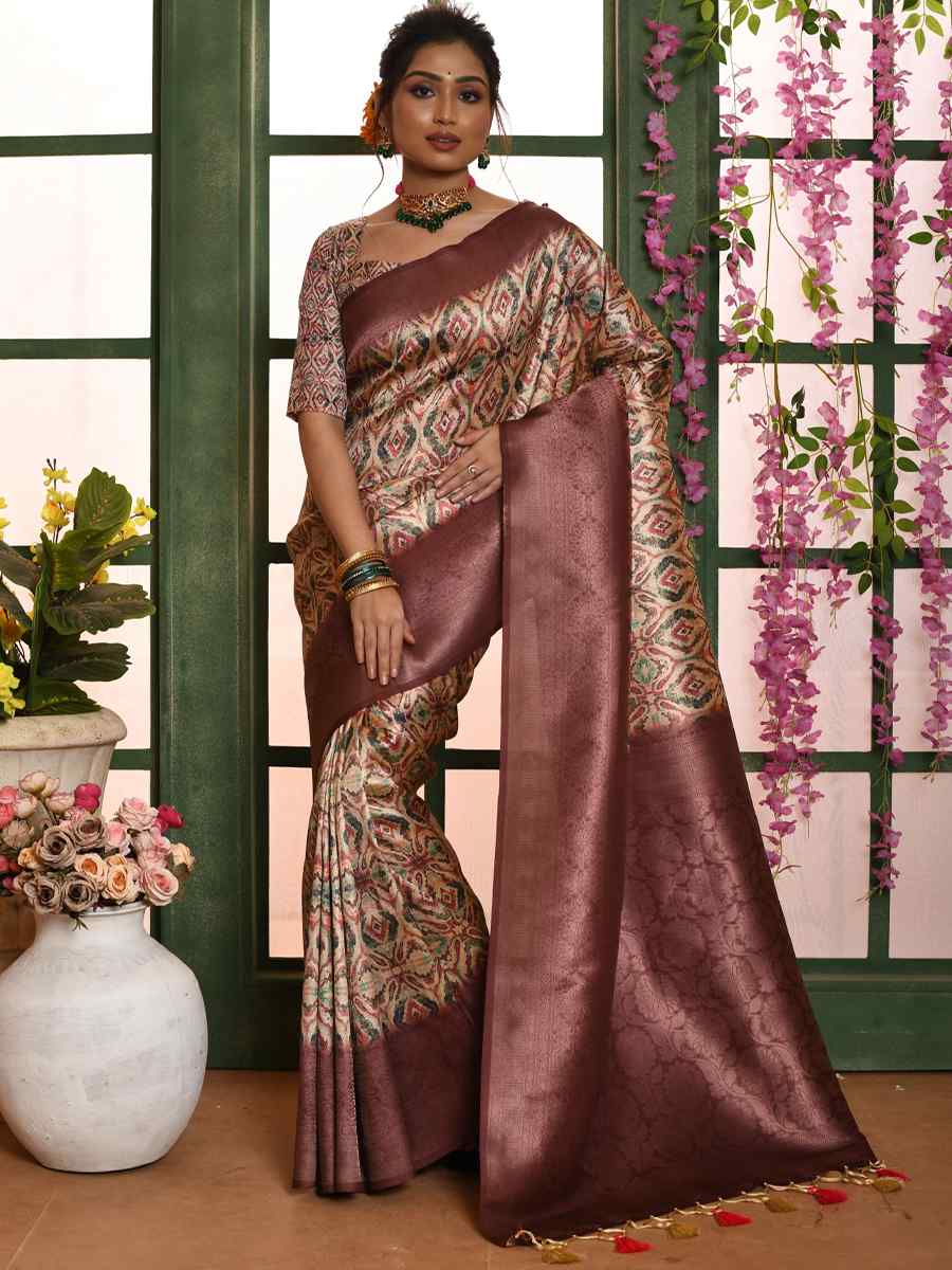 Purple Soft Silk Handwoven Wedding Festival Heavy Border Saree
