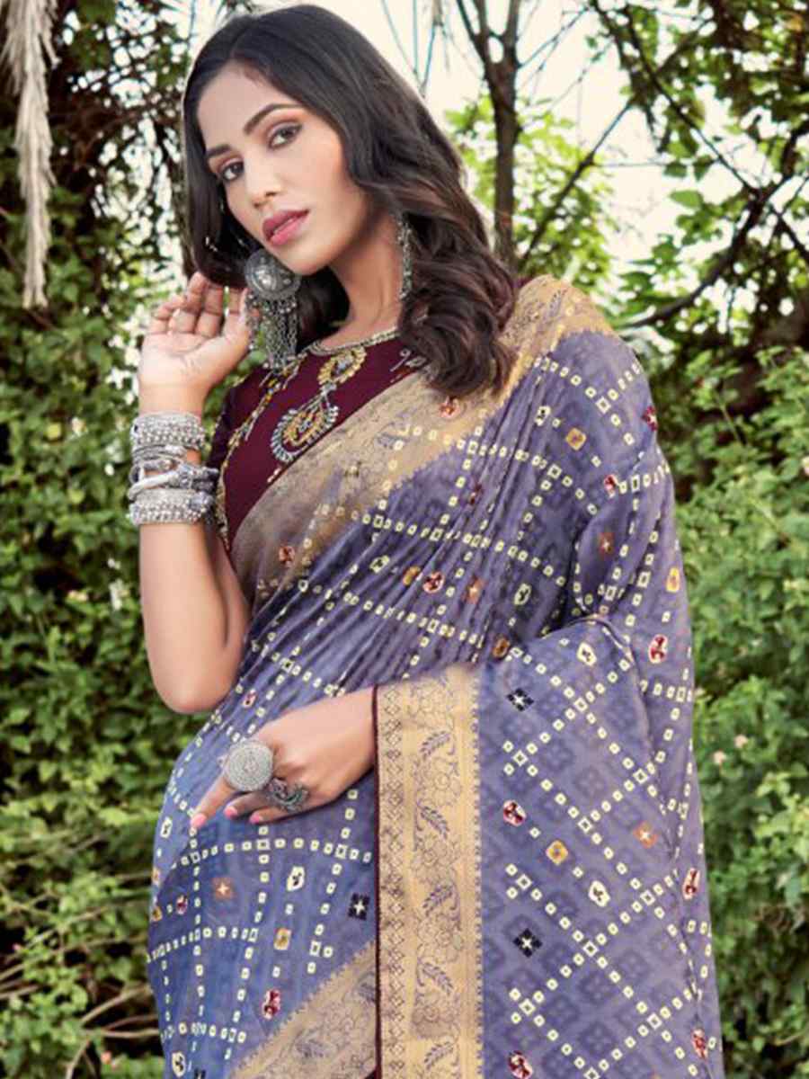 Purple Soft Silk Jacquard Handwoven Casual Festival Classic Style Saree