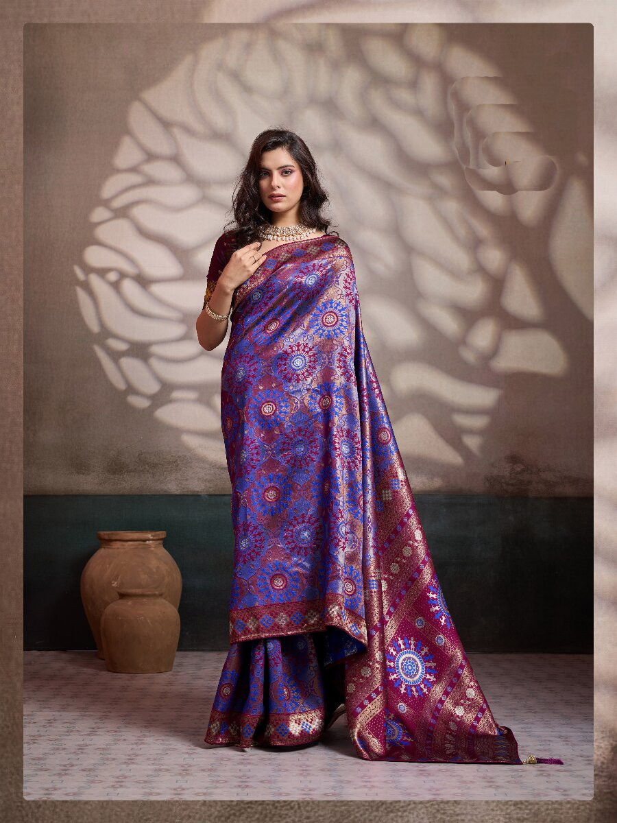 Purple Soft Silk Zari Meenakari Woven Work Wedding Reception Party Festival Casual Heavy Border Sarees
