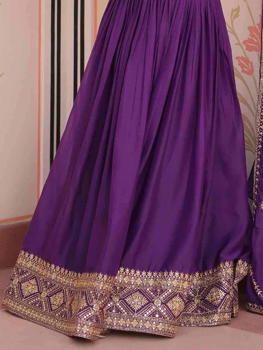 Purple Star Georgette Embroidered Festival Casual Wedding Gown