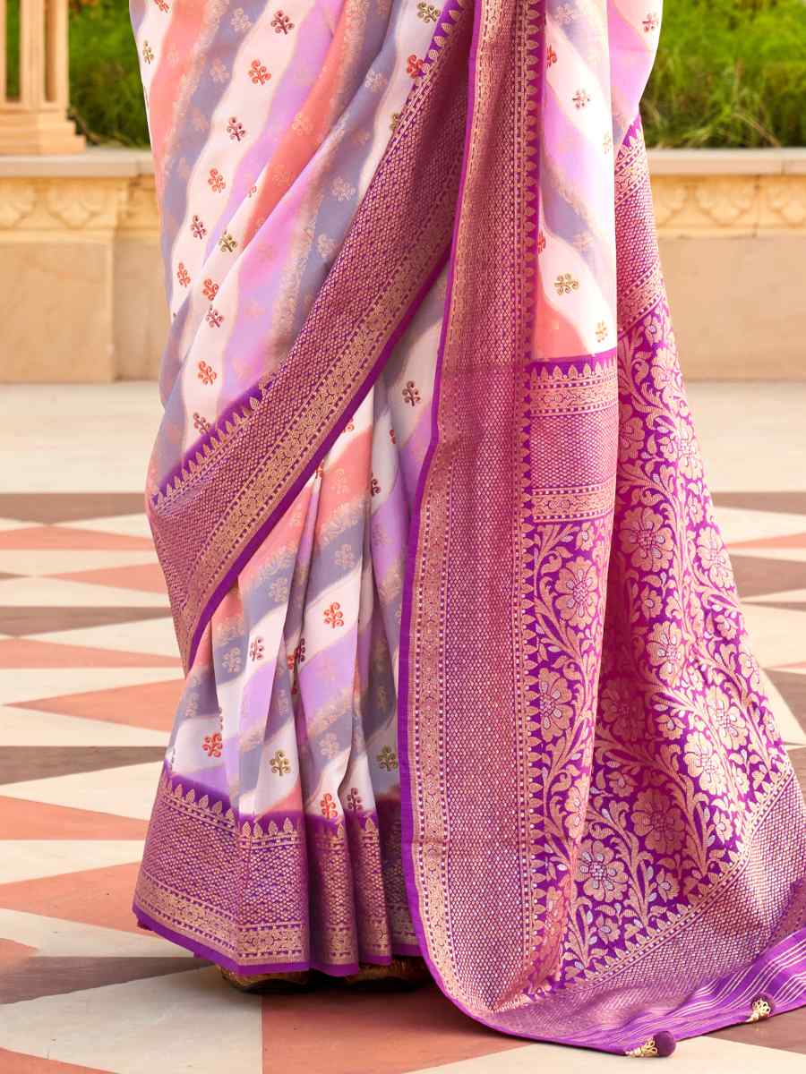 Purple Super Silk Handwoven Festival Casual Heavy Border Saree