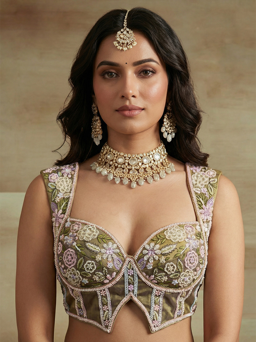 Purple Tissue Embroidery Wedding Reception Party Festival Heavy Border Lehenga Choli
