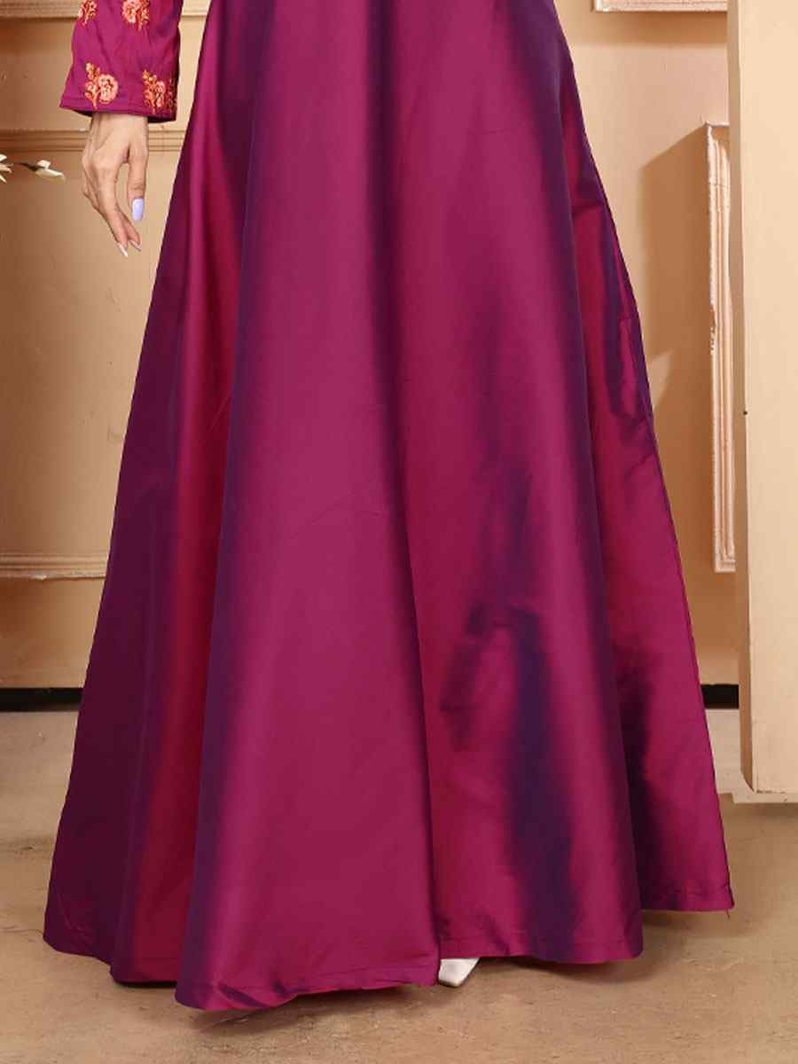 Purple Triva Silk Embroidered Festival Casual Gown Women Wear