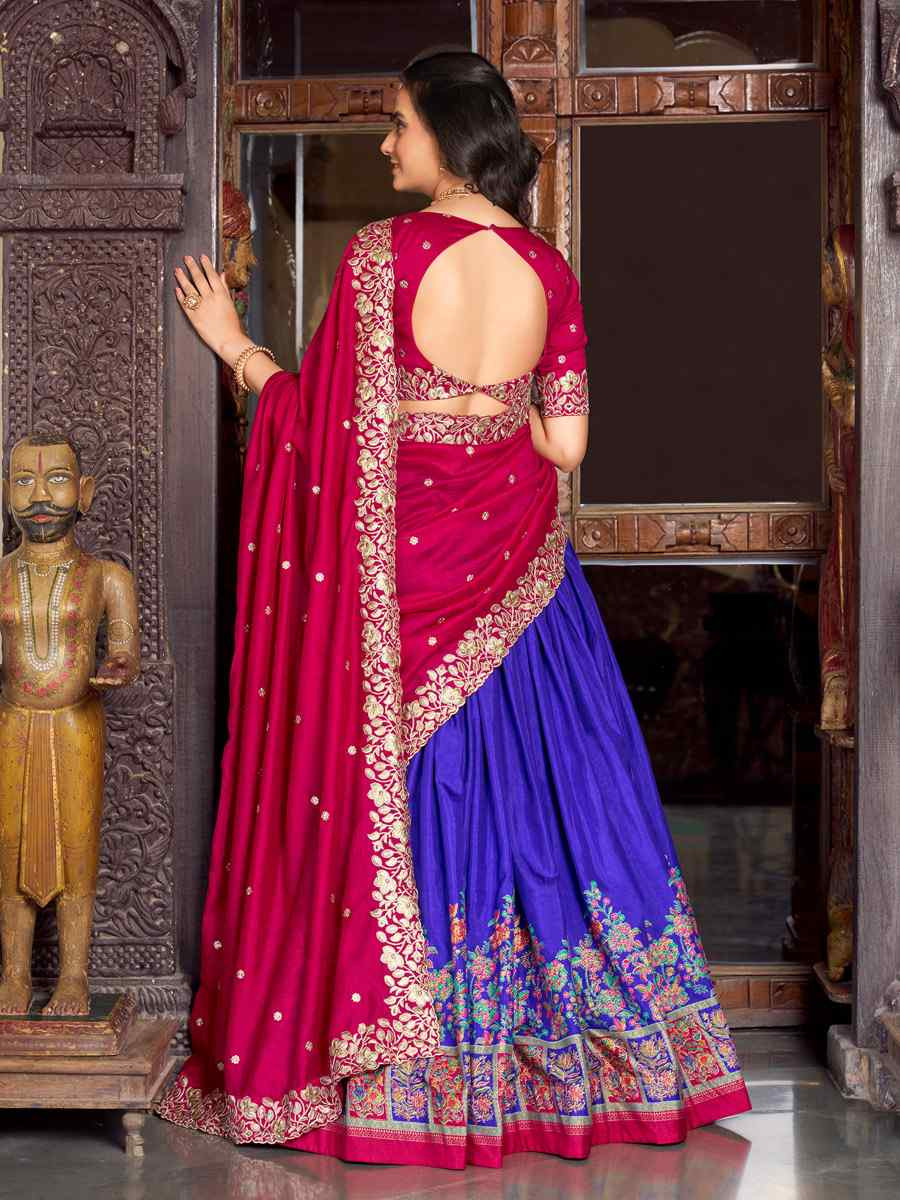 Purple Tussar Silk Printed Party Reception Wedding Lehenga Choli