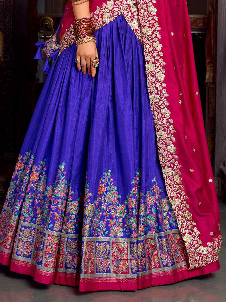 Purple Tussar Silk Printed Party Reception Wedding Lehenga Choli