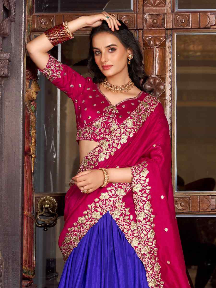 Purple Tussar Silk Printed Party Reception Wedding Lehenga Choli