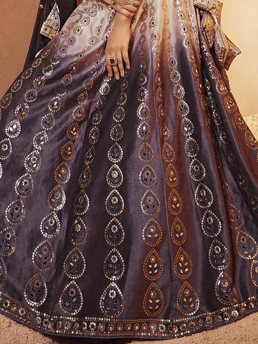 Purple Velvet Embroidered Festival Party Wear Circular Lehenga Choli