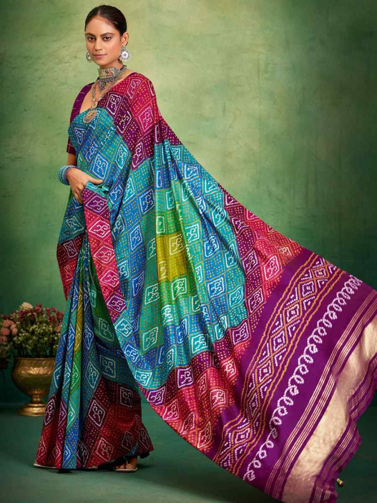 Image of Purple Velvet Tussar Silk Printed Causal Reception Festival Wedding Fancy Classic Style Saree