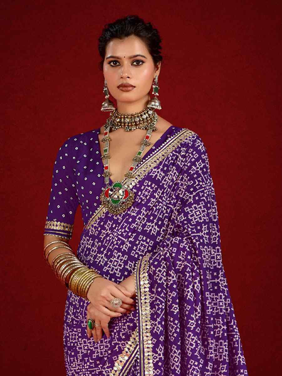 Purple Velvet Tussar Silk Printed Embroidery Casual Reception Festival Wedding Fancy Classic Style Sarees
